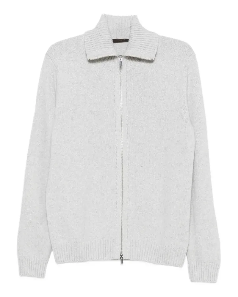 Zanone Cardigan mit geripptem Kragen - Grau Grau