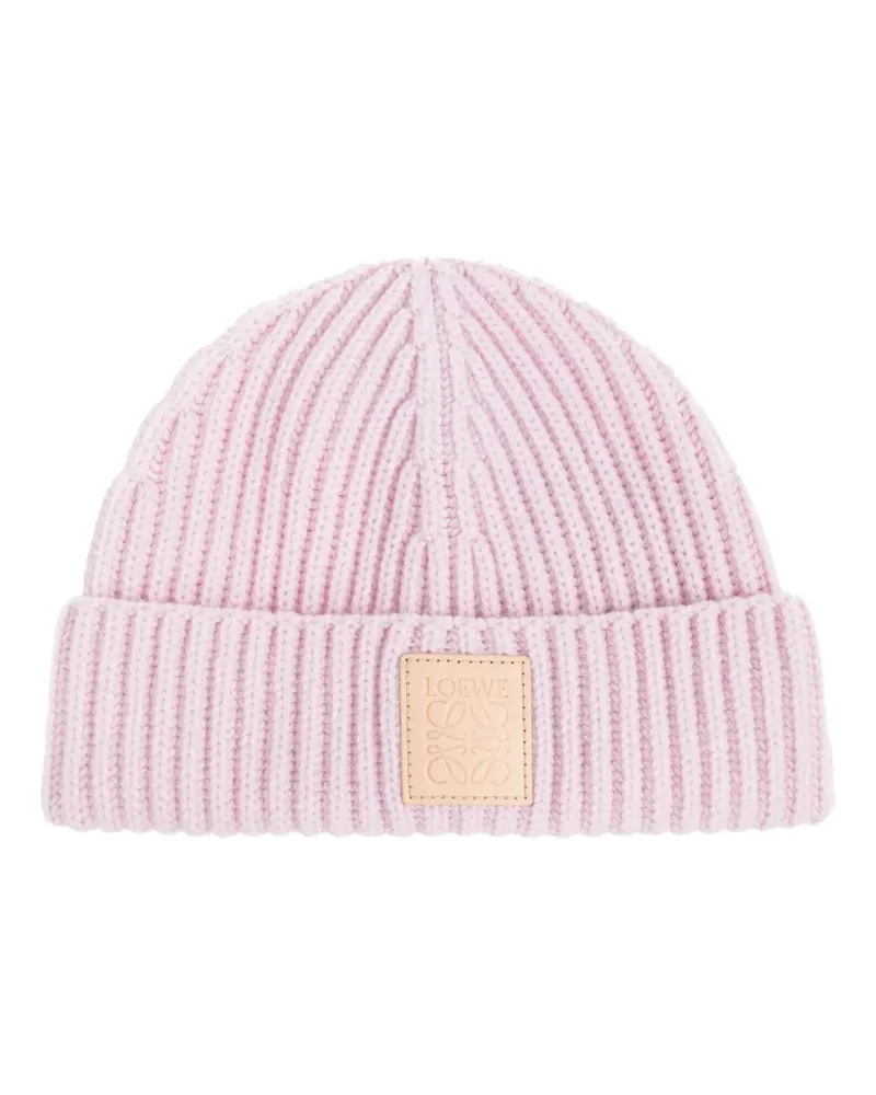 Loewe Gerippte Beanie mit Logo-Schild - Rosa Rosa