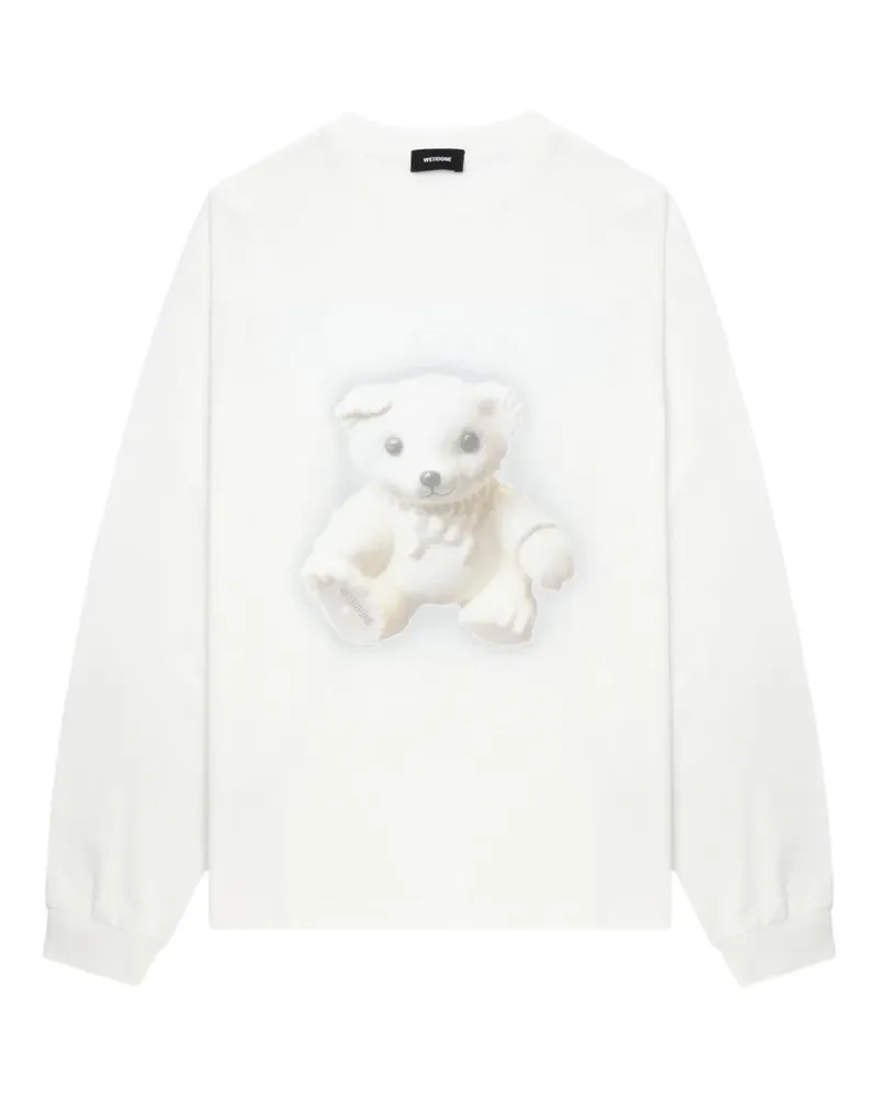 WE 11 DONE Langarmshirt mit Teddy-Print - Weiß Weiß