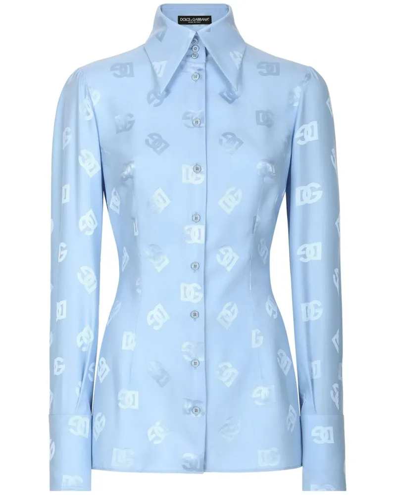 Dolce & Gabbana Hemd aus Monogramm-Jacquard - Blau Blau