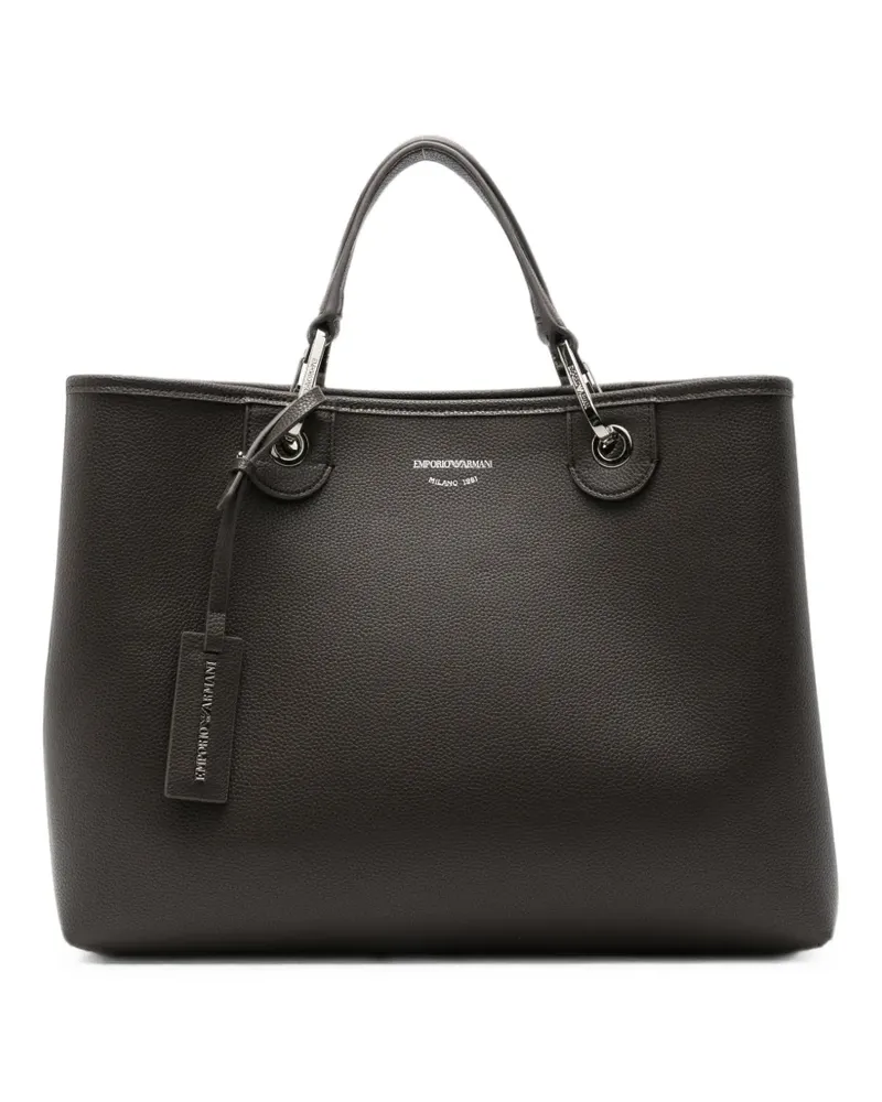 Emporio Armani logo-print grained tote bag - Grau Grau