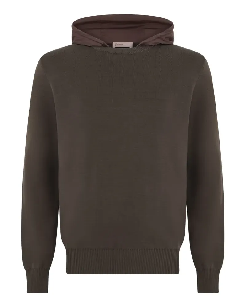 Herno Feinstrick-Hoodie mit Kontrastkapuze - Braun Braun