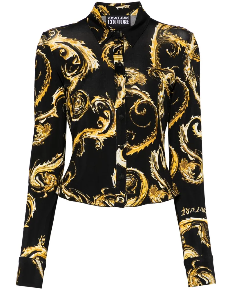 Versace Jeans Hemd mit Chromo Couture-Print - Schwarz Schwarz