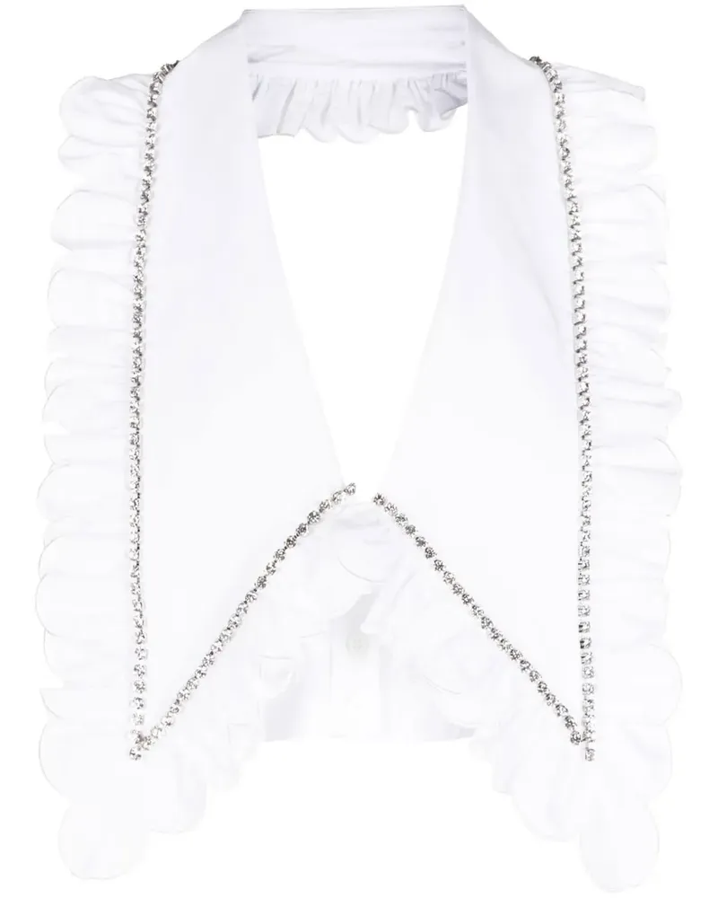Area Cropped-Top mit Kristallen - Weiß Weiß
