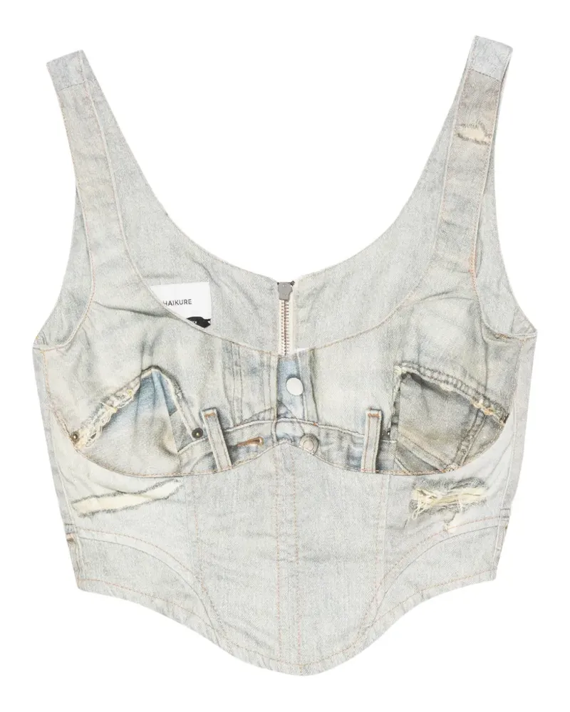 Haikure Trägershirt mit V-Ausschnitt - Blau Blau