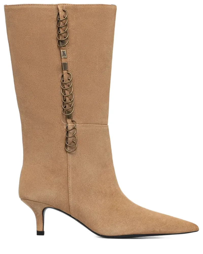 Patrizia Pepe 55mm chain-detail pointed-toe boots - Nude Nude