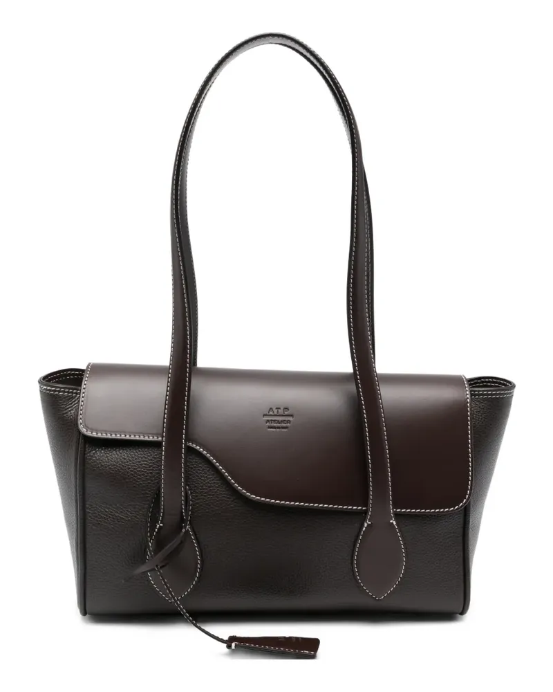 ATP Atelier Eira topstitch tote bag - Braun Braun