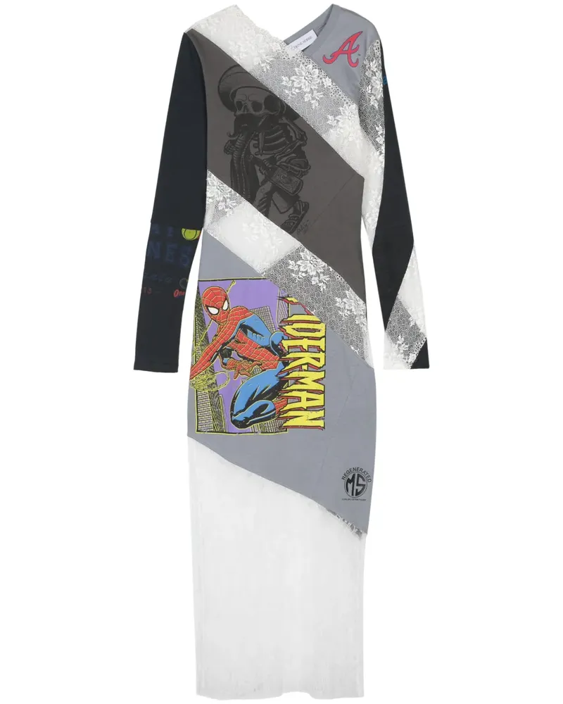 Marine Serre T-Shirtkleid aus Upcycling-Spitze - Grau Grau