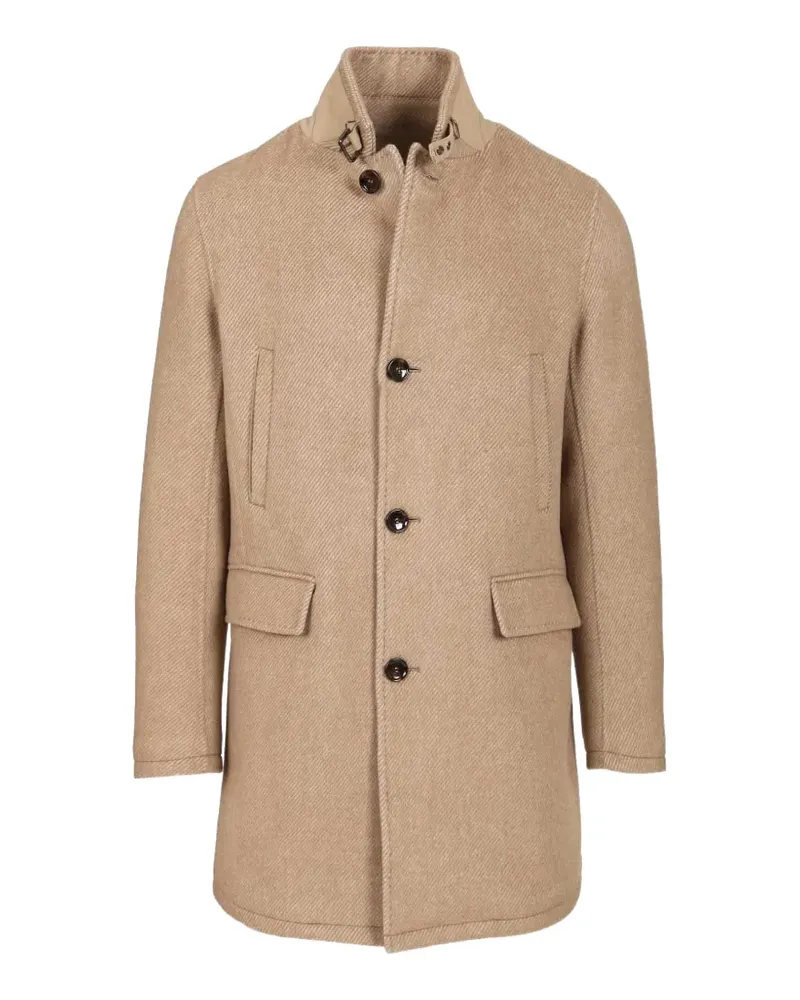 Al Duca D’Aosta 1902 buckled-collar natté coat - Nude Nude