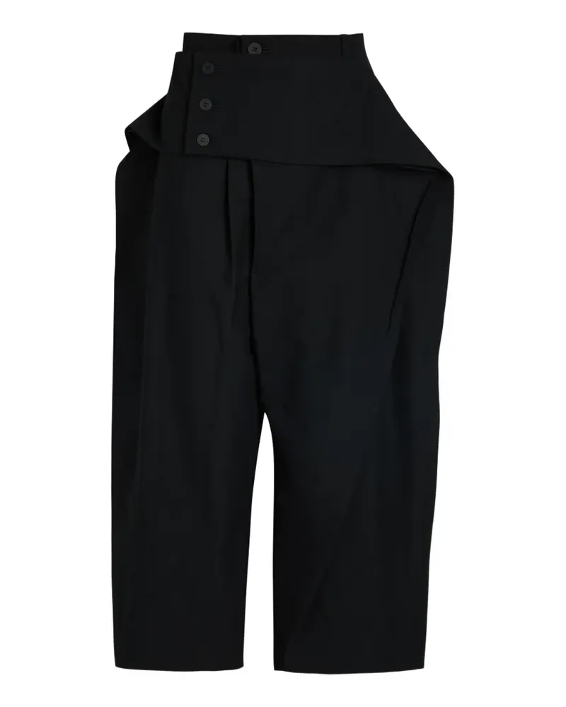 Issey Miyake Grainy Cropped-Hose - Schwarz Schwarz