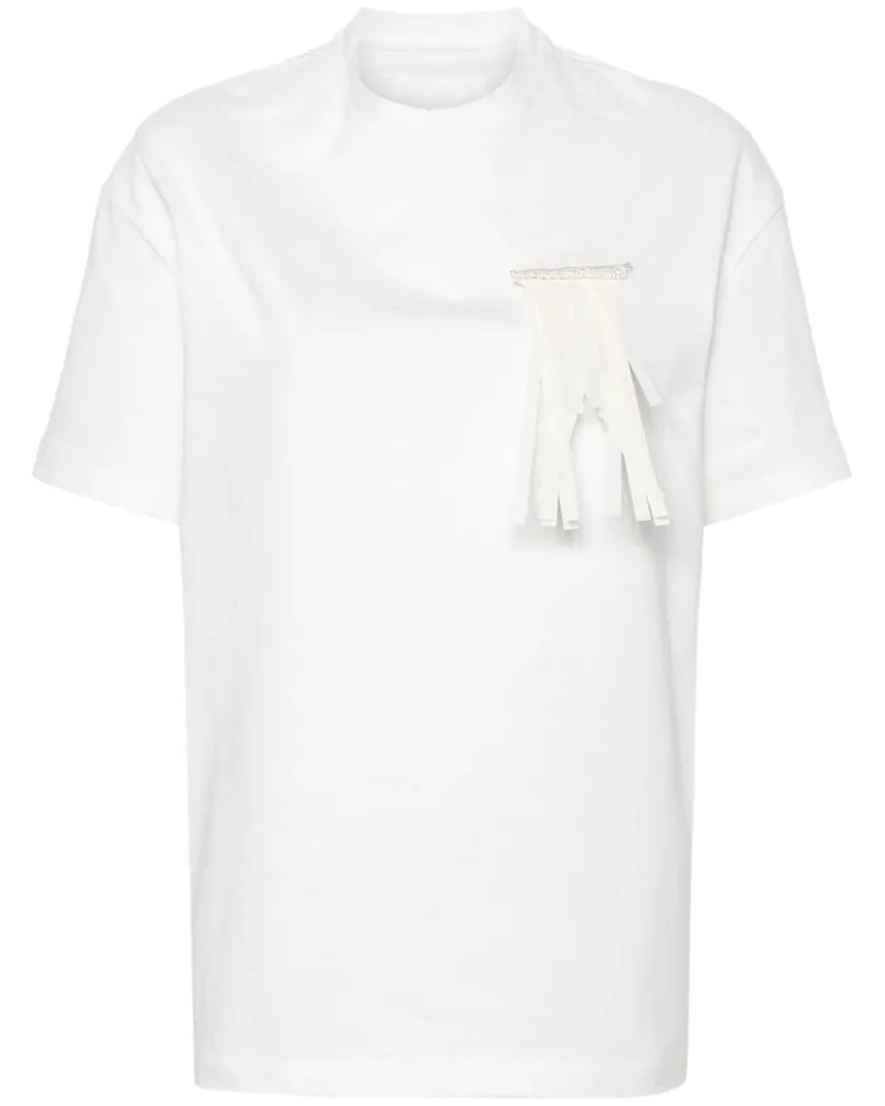 Jil Sander T-Shirt mit Brosche - Weiß Weiß
