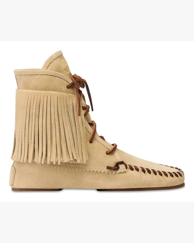 Paris Texas Indiana fringe-trimmed ankle boots - Nude Nude