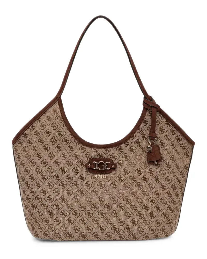 Guess Samantha monogram-print logo-plaque tote bag - Nude Nude