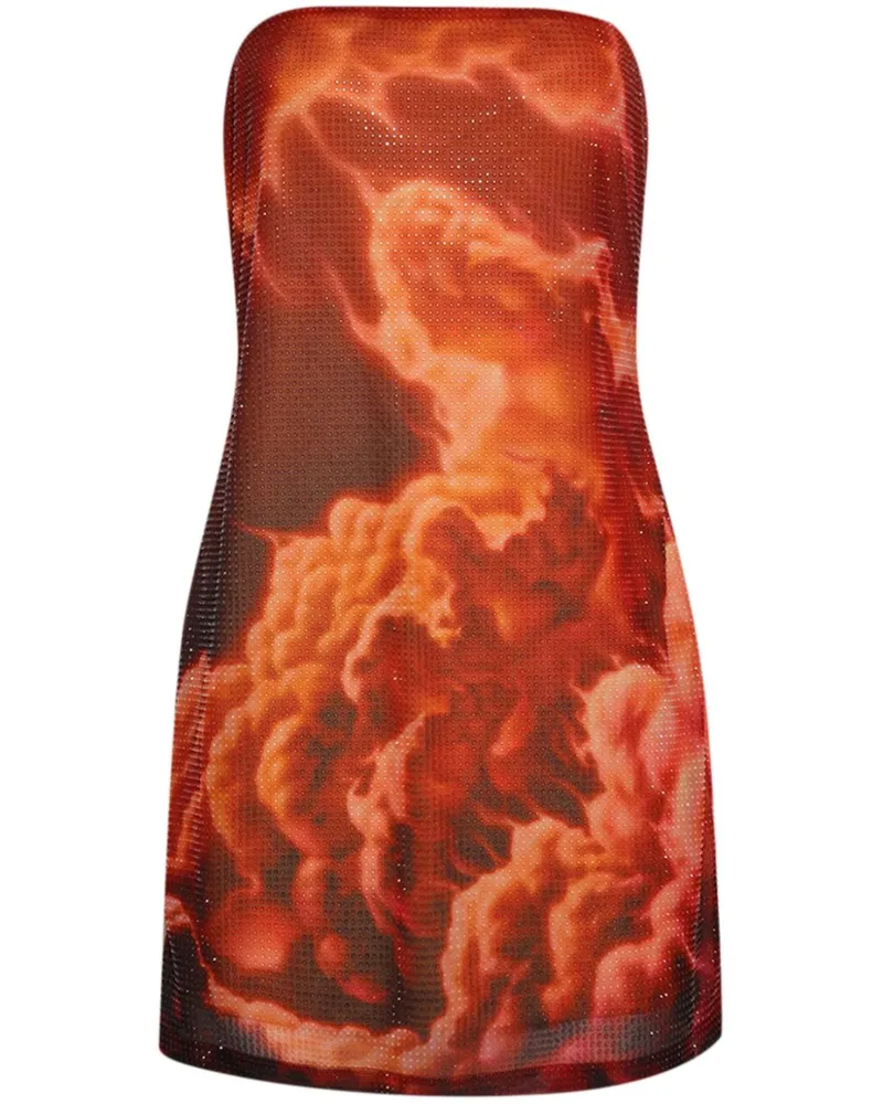 Alexander Wang Kristallverziertes Minikleid mit Wolken-Print - Rot Rot