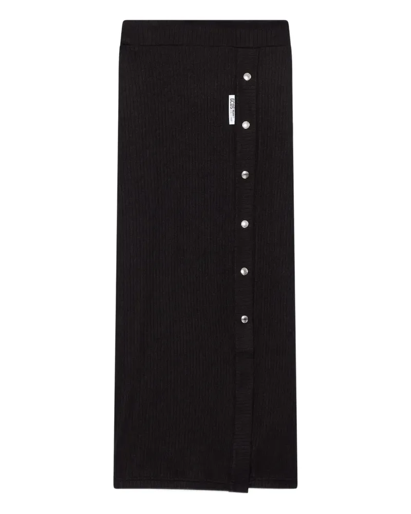 GCDS Gerippter Midirock mit Knöpfen - Schwarz Schwarz