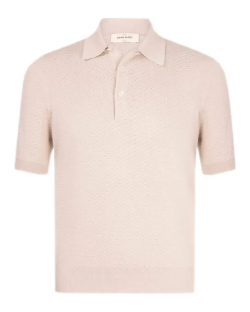 Gran Sasso waffle-knit short-sleeve polo shirt - Nude Nude