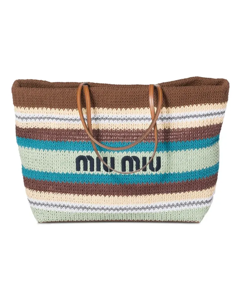 Miu Miu raffia-effect woven tote bag - Braun Braun