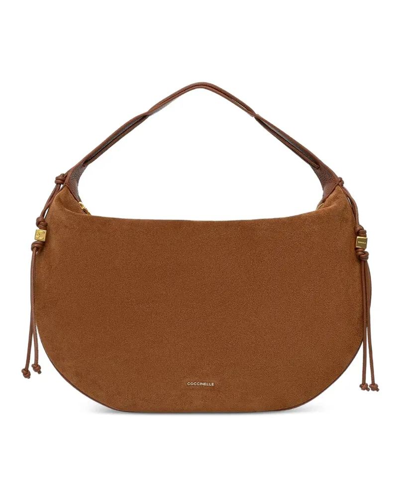 Coccinelle suede logo-print tote bag - Braun Braun