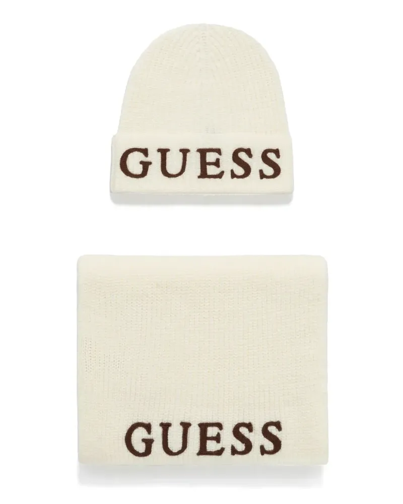 Guess Beanie-Set mit Logo-Stickerei - Nude Nude