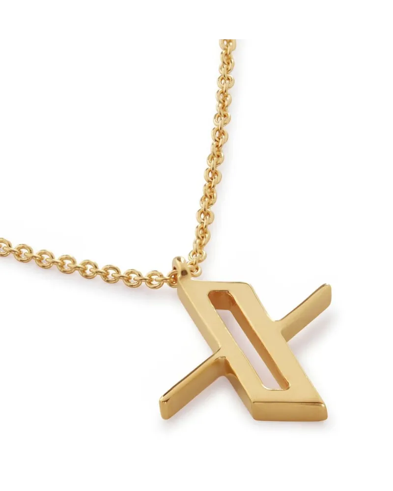 Monica Vinader 18kt Alphabet X Goldhalskette Gold