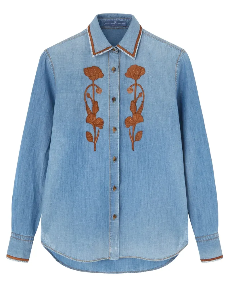 Ermanno Scervino Jeanshemd mit Blumenstickerei - Blau Blau