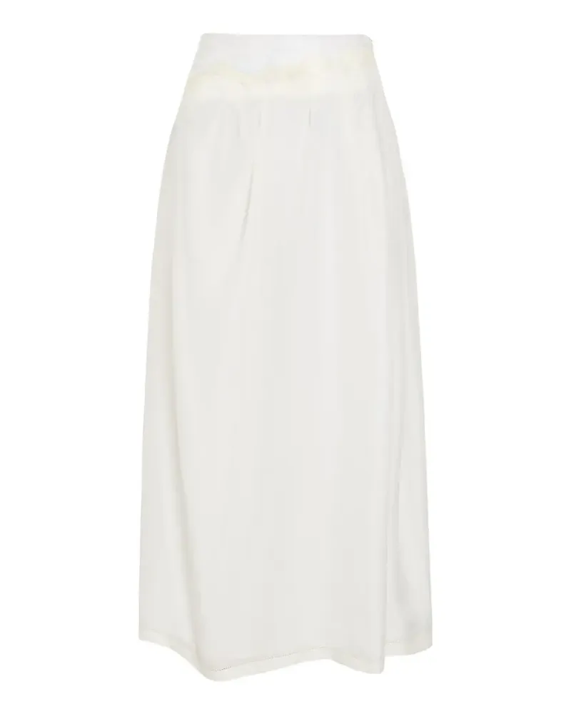Maison Margiela lace-trim pleated midi skirt - Weiß Weiß