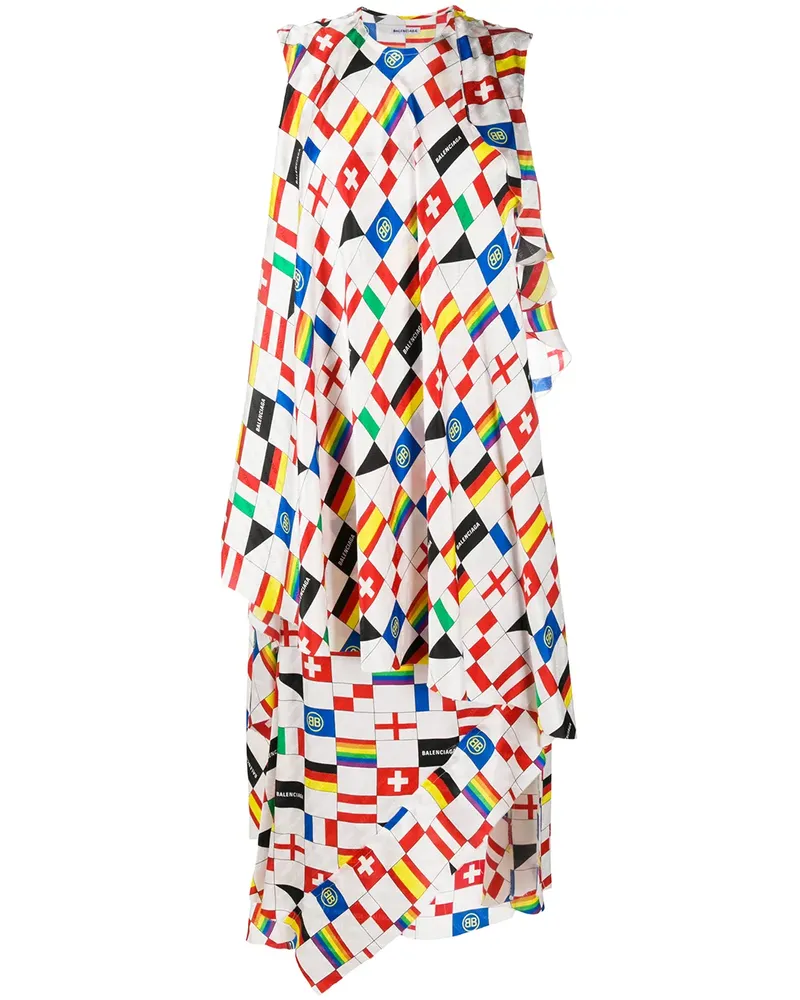 Balenciaga Seidenkleid mit Print - Weiß Weiß