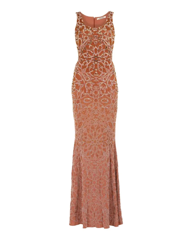 Roberto Cavalli Paillettenverziertes Kleid mit Perlen - Braun Braun