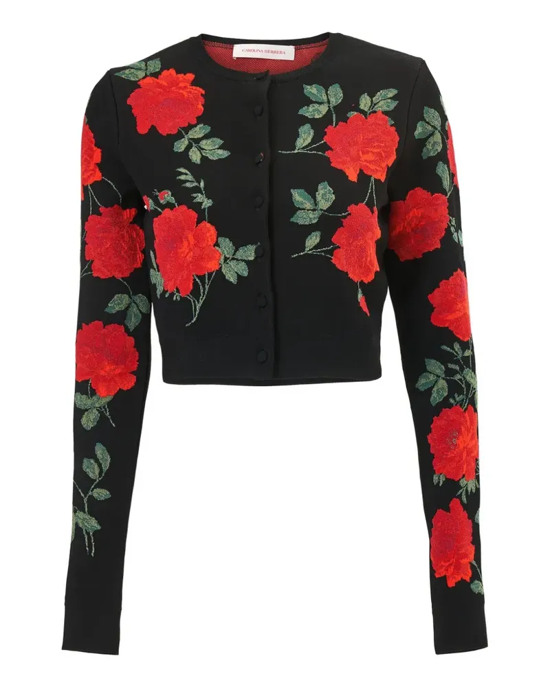 Carolina Herrera New York Cropped-Cardigan mit Jacquardmuster - Schwarz Schwarz
