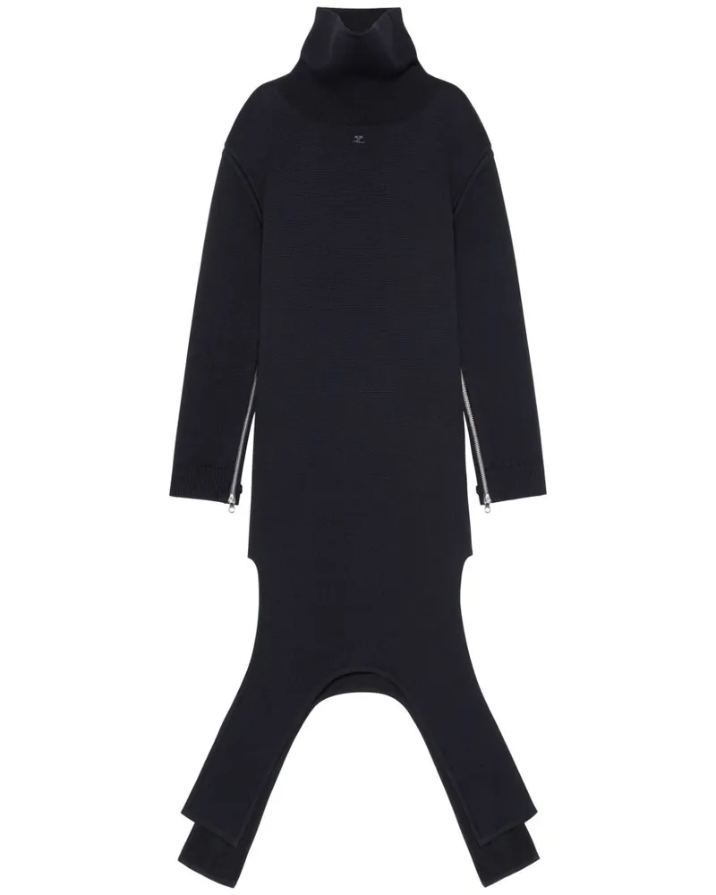 Courrèges Gestricktes Maxikleid - Schwarz Schwarz