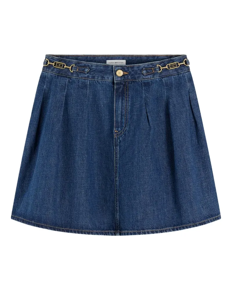 Tommy Hilfiger pleated logo-plaque mini skirt - Blau Blau