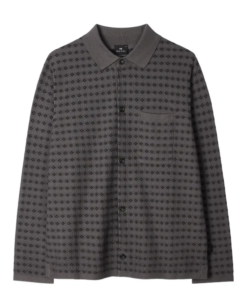 Paul Smith Poloshirt mit Strickmuster - Grau Grau