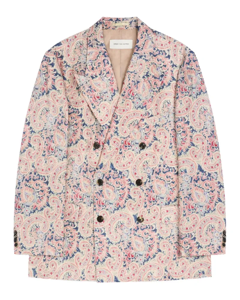 Dries van Noten Doppelreihiges Jacquard-Sakko - Rosa Rosa
