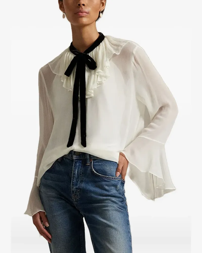 Ralph Lauren ruffled tie-neck blouse - Weiß Weiß