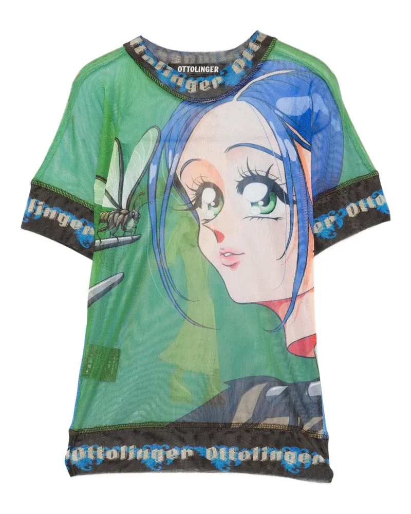 OTTOLINGER Mesh-Oberteil mit Anime-Print - Schwarz Schwarz