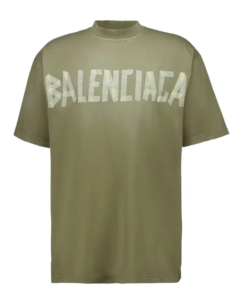 Balenciaga T-Shirt im Distressed-Look - Grün Grün
