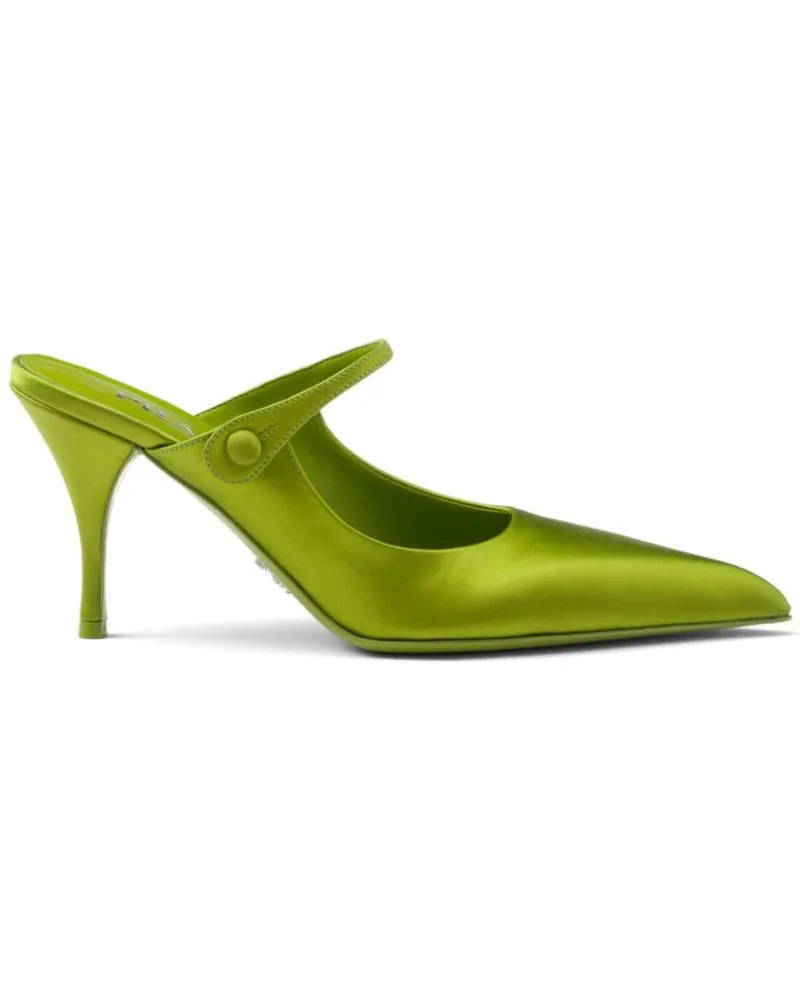 Prada Spitze Satin-Mules 75mm - Grün Grün