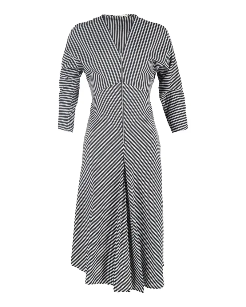 Maje striped twill midi dress - Schwarz Schwarz