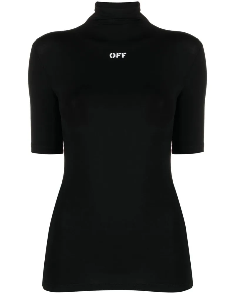 OFF-WHITE T-Shirt mit Stehkragen - Schwarz Schwarz