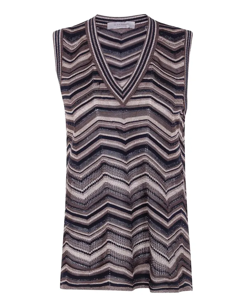 D.EXTERIOR chevron-knit V-neck top - Braun Braun