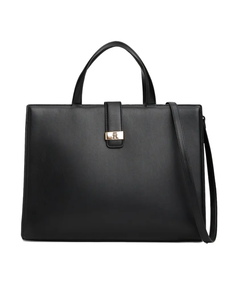 Tommy Hilfiger logo-plaque tote bag - Schwarz Schwarz