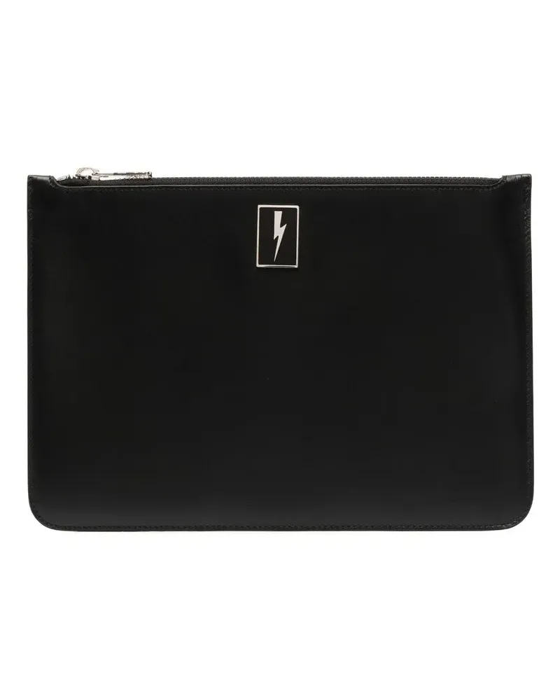 Neil Barrett Clutch mit Blitz-Print - Schwarz Schwarz