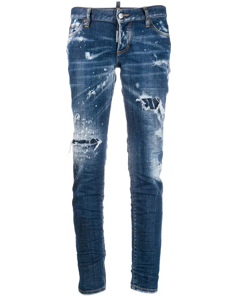 Dsquared2 Schmale Distressed-Jeans - Blau Blau