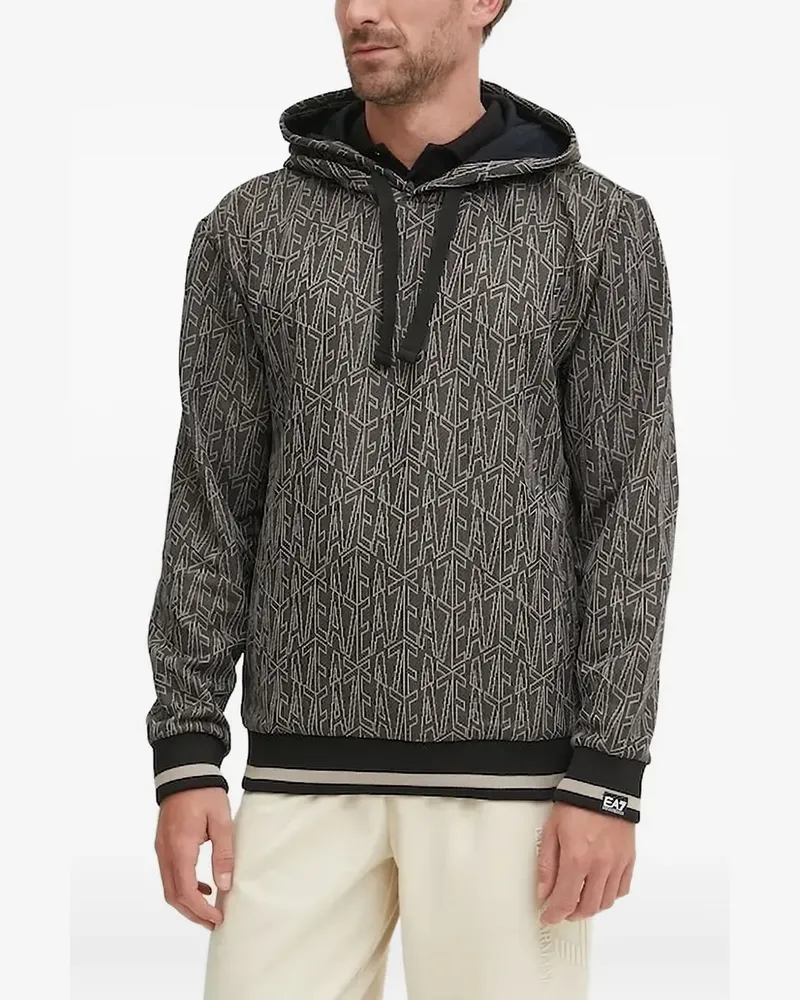 EA7 Hoodie mit Logo-Muster - Grau Grau