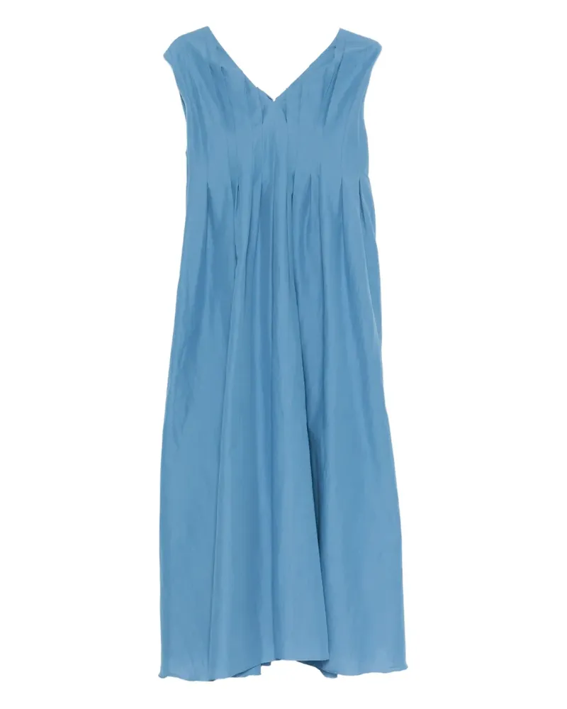 Max Mara Plisseekleid mit V-Ausschnitt - Blau Blau