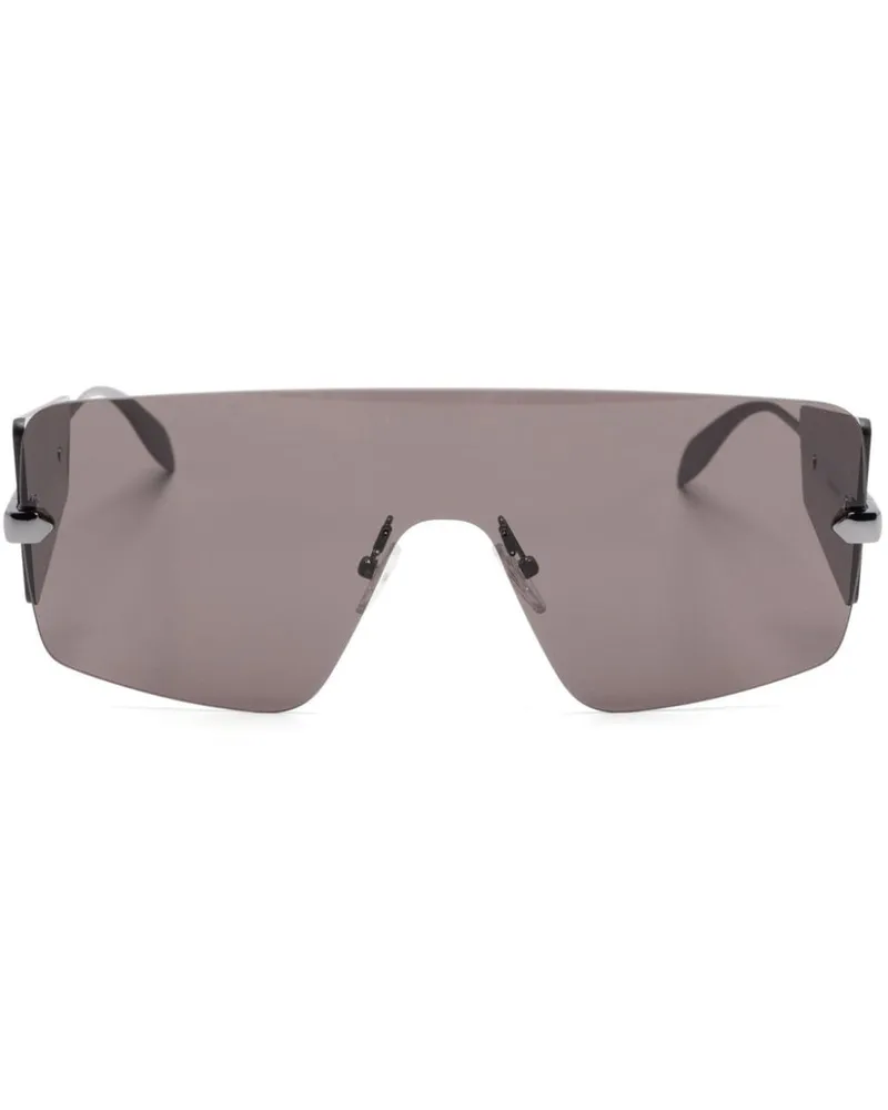 Alexander McQueen Oversized-Sonnenbrille mit Shield-Gestell - Schwarz Schwarz