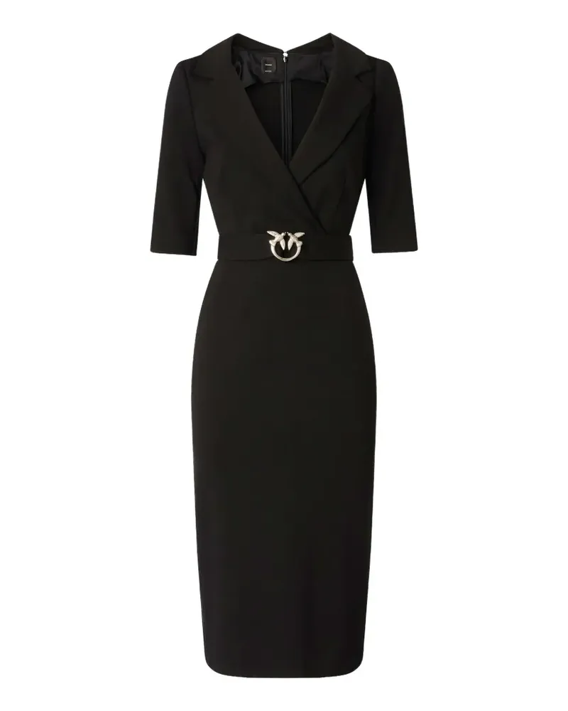 Pinko Midikleid mit V-Ausschnitt - Schwarz Schwarz