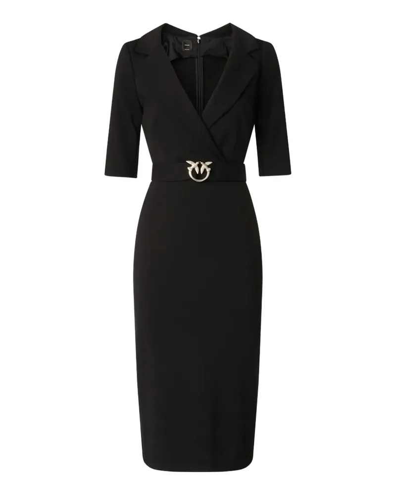 Pinko Midikleid mit V-Ausschnitt - Schwarz Schwarz