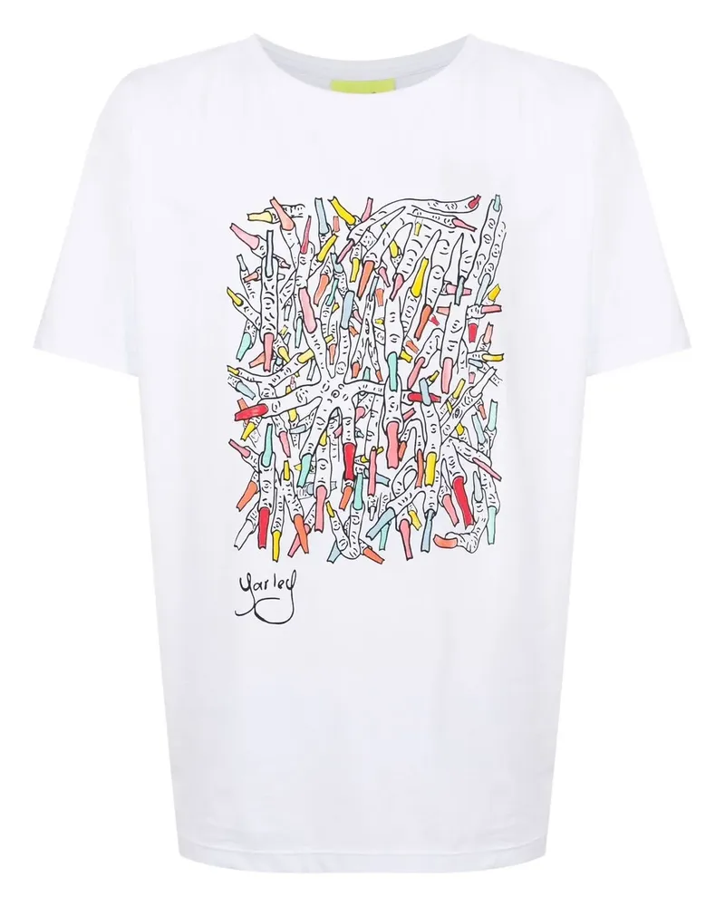 Amir Slama T-Shirt mit grafischem Print - Weiß Weiß