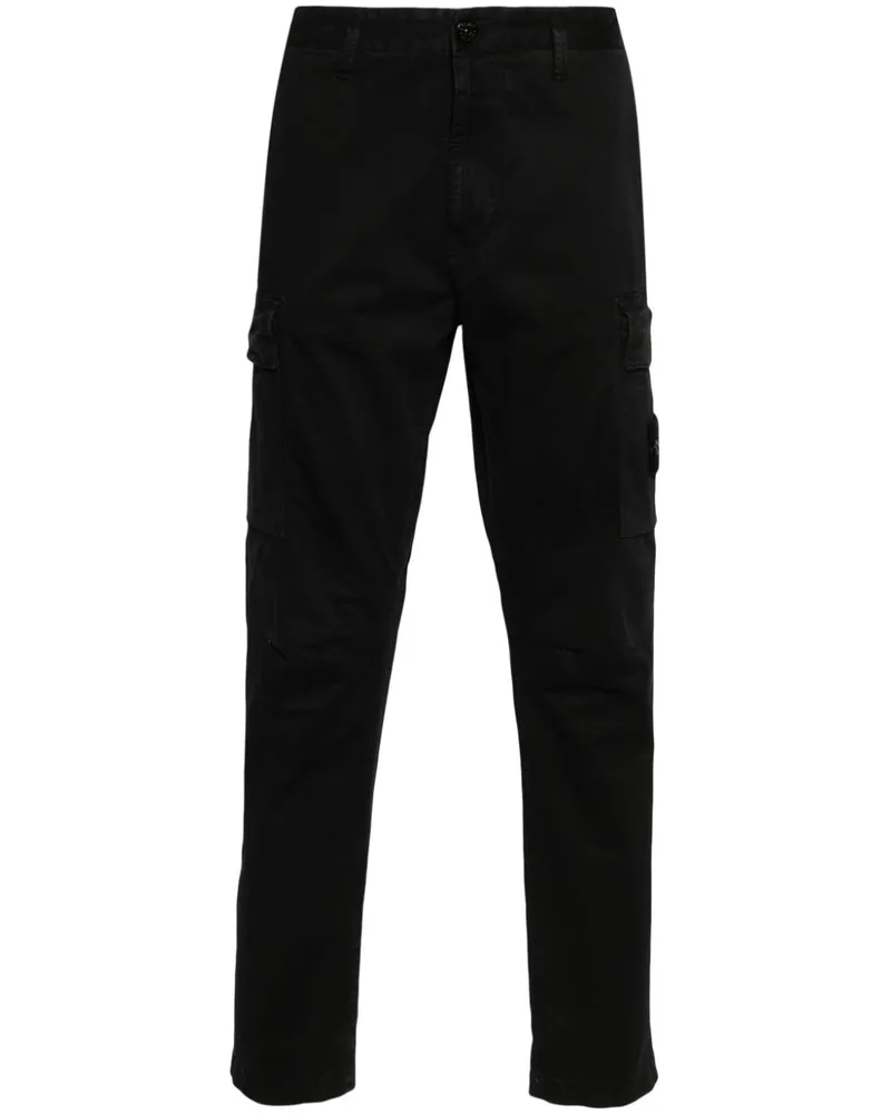 Stone Island Gerade Hose mit Kompass-Patch - Schwarz Schwarz